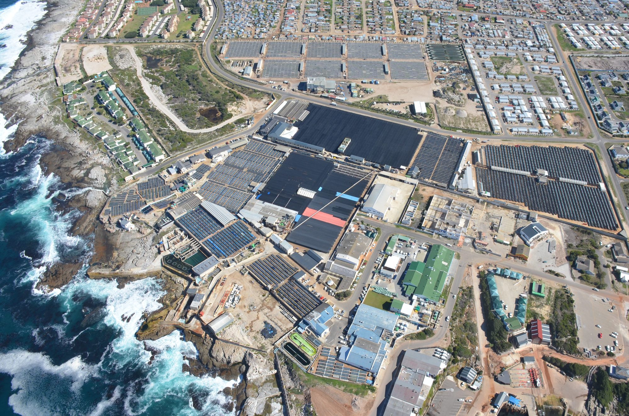The Abagold farm from above, on the Hermanus coastline